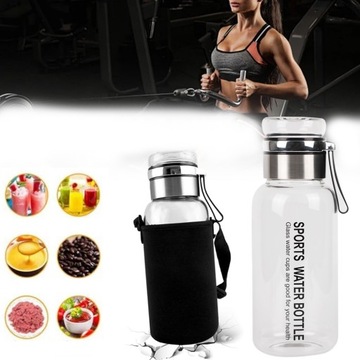 Спортивная стеклянная бутылка для воды с устройством для отделения твердых частиц