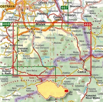 СИЛЕЗО-МОРАВСКИЙ БЕСКИД 2025 ТУРИСТИЧЕСКАЯ КАРТА 469 SHOCART