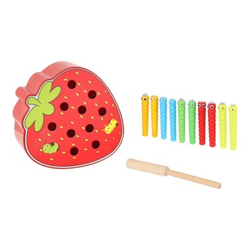 ДЕРЕВЯННАЯ КЛУБНИЧНАЯ ИГРА ПОЙМАЙТЕ ЧЕРВЯ УДОЧКОЙ