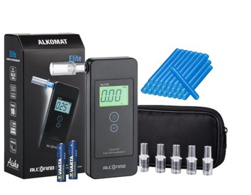 Alkomat AlcoFind Elite + kalibracje, pokrowiec i 25 ustników jednorazwych.