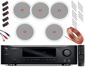 GŁOŚNIKI SUFITOWE JBL WZMACNIACZ AMPLITUNER BLUETOOTH USB RADIO PILOT