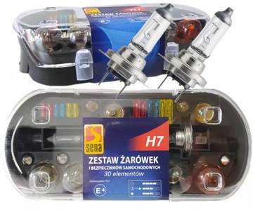 ZESTAW ŻARÓWEK ZAPASOWYCH 2 x H7 + BEZPIECZNIKI 30 ELEMENTÓW ZAPAS