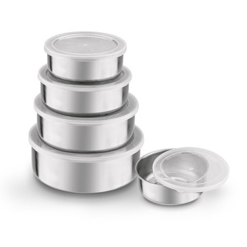 ZESTAW 5X METALOWA MISKA KUCHENNA miska z pokrywą