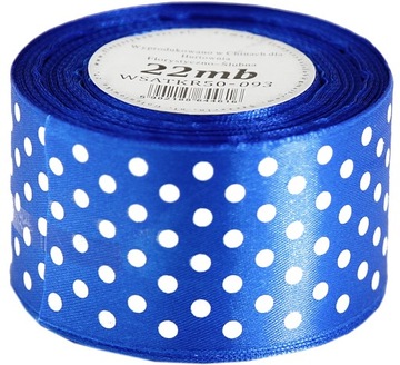 Wstążka tasiemka satynowa w kropki 50mm/22mb 18kol