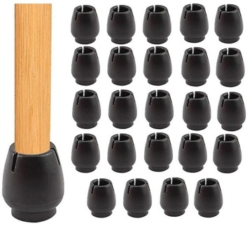 24 ЗАЩИТНЫХ СИЛИКОНОВЫХ НАКЛАДКИ С ВОЙЛОМ НА НОЖКИ СТУЛА 16-21мм ЧЕРНЫЕ