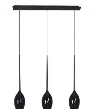 Trzypunktowa czarna lampa wisząca Izza do jadalni