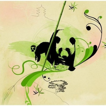 FOTOTAPETA 350x270 +KLEJ, Panda, Zielona, Malowana
