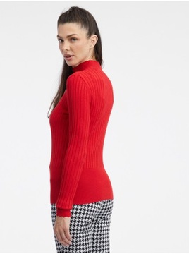 Czerwony damski sweter w prążki ORSAY