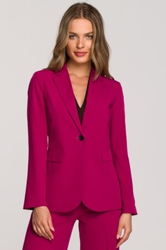 MARYNARKA DAMSKA ŻAKIET NARZUTKA ELEGANCKA PROSTA ZAPINANA RÓŻOWA 40 L