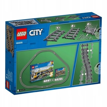 СТРОИТЕЛЬНЫЕ БЛОКИ ДЛЯ ПОЕЗДА LEGO CITY TRACKS ПРЯМЫЕ ИЗОГНИ (60205) НАБОР
