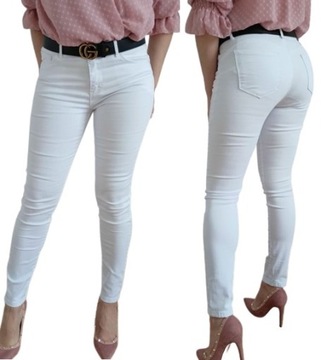 Spodnie BIAŁE Jeansy Wyszczuplające PUSH UP 42/XL