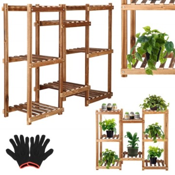 БОЛЬШАЯ ДЕРЕВЯННАЯ КЛУМБА ПОДСТАВКА ДЛЯ РАСТЕНИЙ 5 ЯРУСОВ СТОЯЧИЙ КНИЖНЫЙ ШКАФ