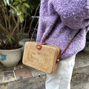 Сумка из ротанга Корзины для хранения Сумка Кожаный ремешок