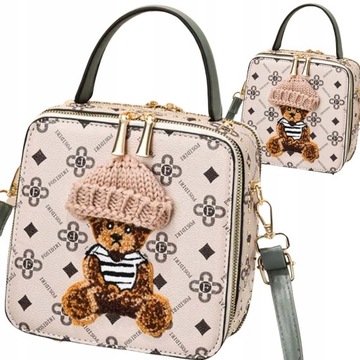 TORBA TOREBKA DAMSKA LISTONOSZKA KUFEREK NA RAMIĘ MAŁA MIŚ TEDDY BAG ZIEL