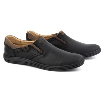 Buty męskie skórzane slip-on wsuwane POLBUT 401 CZARNY 42