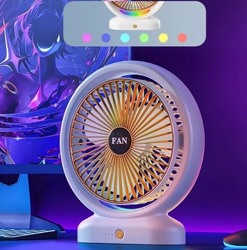 Настольный вентилятор, светодиодная подсветка USB, батарея RGB