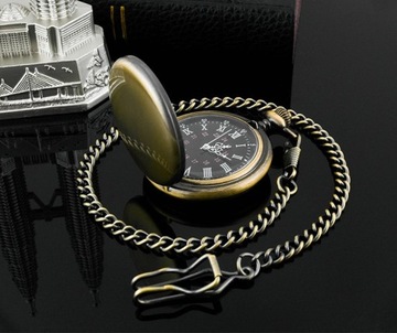 Nowy zegarek kieszonkowy busola na łańcuszku - brąz, styl retro