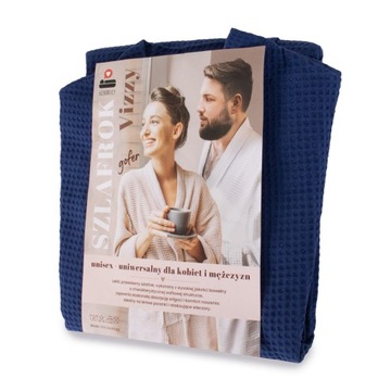 SZLAFROK damski męski unisex BAWEŁNIANY gofrowany Vizzy rozm. S GRANAT