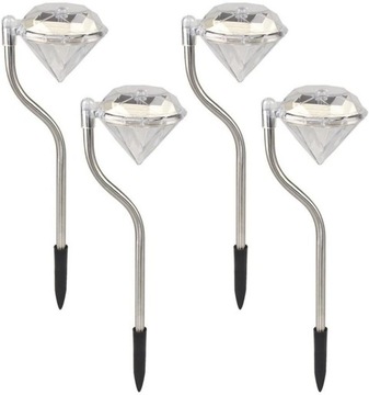 DIAMENTOWE LAMPKI SOLARNE OGRODOWE DEKORACYJNE DIAMENTY ZESTAW 4SZT WBIJANE