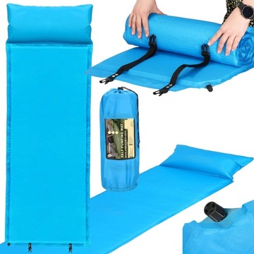 MATA SAMOPOMPUJĄCA KARIMATA 186x53cm Z PODUSZKĄ GRUBA Z POKROWCEM MATERAC