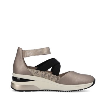 RIEKER - REMONTE sneakersy, buty, sandały skórzane srebrne D2411