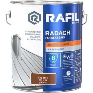 Radach 10L Ceglany RAL8004 PÓŁMAT farba na dach
