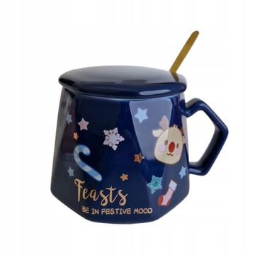 ECARLA kubek świąteczny, niebieski KUBSWN