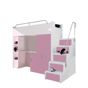 Двухъярусная кровать Kiki4 max 90x200 с графитовым столом