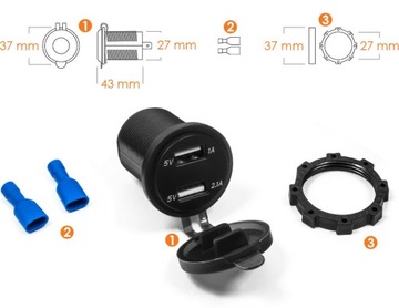 TKN-CONNECT MOTOCYKLOWE GNIAZDO USB - MUS10