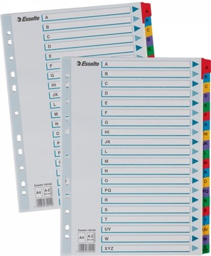 PRZEKŁADKI KARTONOWE ESSELTE MYLAR A-Z ALFABET x2