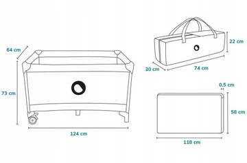 Дорожная кроватка LIONELO STEFI PLAYBACK 125x65 см СКЛАДНАЯ СУМКА ДЛЯ МАТРАСА