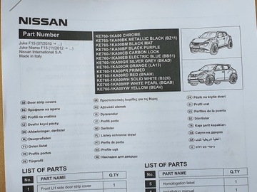 ХРОМИРОВАННАЯ НАКЛАДКА ДВЕРИ ЛЕВАЯ ПЕРЕДНЯЯ NISSAN JUKE F15 2010- KE760-1KA00