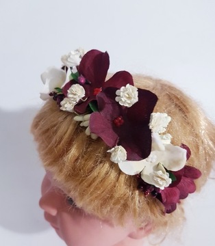 Ecru Flowers Band+Burgundy