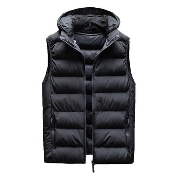 MĘŻCZYŹNI BEZRĘKAWNIK PIKOWANY Z KAPTUREM,3XL
