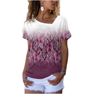 ELEGANCKA BLUZKA DAMSKA NADRUK DRZEWO LIŚCIE, XL