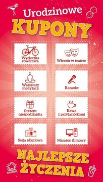 Kartka na urodziny dla dziewczyny Kupony GIFTB39