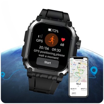 SMARTWATCH MĘSKI ZEGAREK FUNKCJA GPS ROZMOWY POLSKIE MENU CIŚNIENIE 410mAh