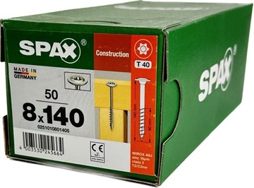Wkręty do konstrukcji drewnianych 8x140mm SPAX WIROX główka TALERZOWA 50szt