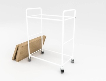 REGAŁ SKLEPOWY WYSTAWOWY Z RURKI NA KÓŁKACH LOFT INDUSTRIALNY DĄB 112CM