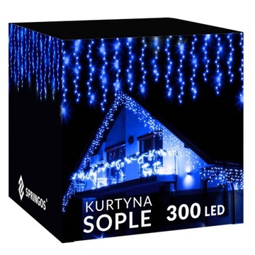LAMPKI SOPLE 300 LED ZEWNĘTRZNE CHOINKOWE FLASH KURTYNA GIRLANDA ŚWIETLNA