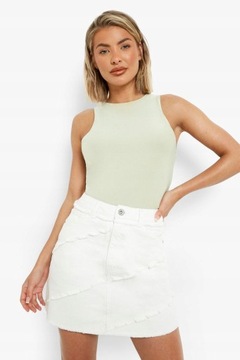 Boohoo NG2 fyb jeansowa spódnica mini ecru XXL