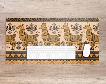 Коврик для офисной работы, Азиатский узор Лама, 90x45 см