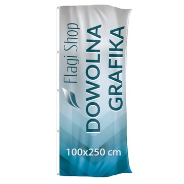 FLAGA REKLAMOWA 100x250 cm Firmowa Nadruk Napis Logo + PROJEKT GRATIS