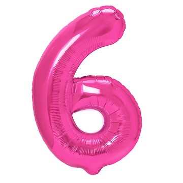 Balon Foliowy Cyfra Cyferka 6 Różowy 100 cm