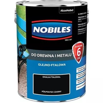 Farba ftalowa Do Drewna i Metalu Ftalonal Czarny 5 l Nobiles