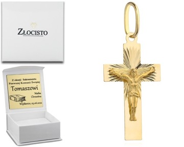 ZŁOTY KRZYŻYK Z JEZUSEM W DIAMENTOWANEJ OPRAWIE