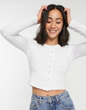 ASOS BIAŁY TOP NA ZATRZASKI __ 38/M