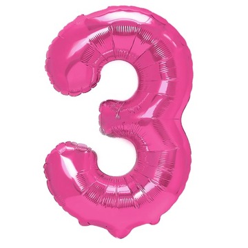 Balon foliowy CYFRA 3 różowy 100 cm urodziny