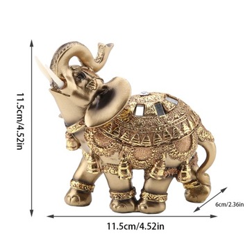 Szczęście Feng Shui Złoty Słoń Statua Rzeźba
