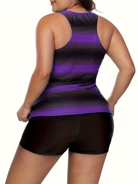 Moda damska Sporty Tankini Set Plus Ombre Print Lace Up 244965